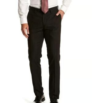 THE SAVILE ROW Men Brixton Suit Pants 36 x 33 Black Flat Front Slim Stretch NWOT